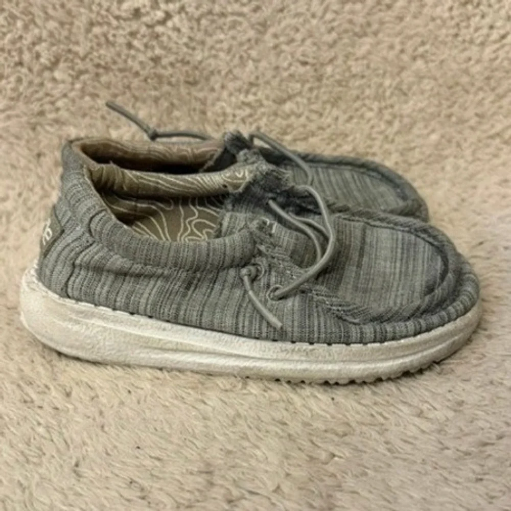 Hey Dude Shoes Toddler 8 Grey Wally Toddler Blend Linen Loafer Stone 40160-270